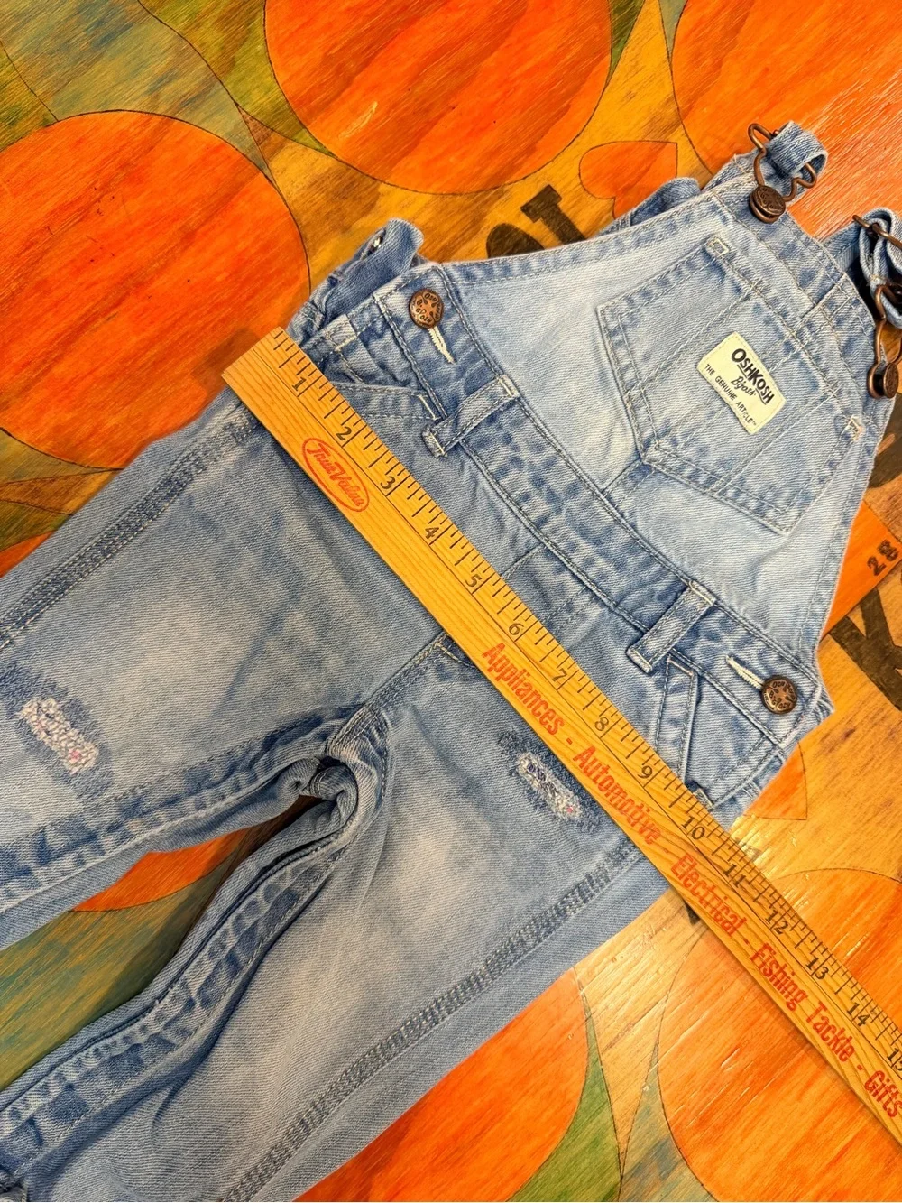 OshKosh B’gosh Overalls Toddler Size 9 Months Blue Distressed Cotton Denim Bibs